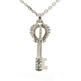 Rhinestone Key Charms Necklaces - Clear -NE-JVSN8697CL